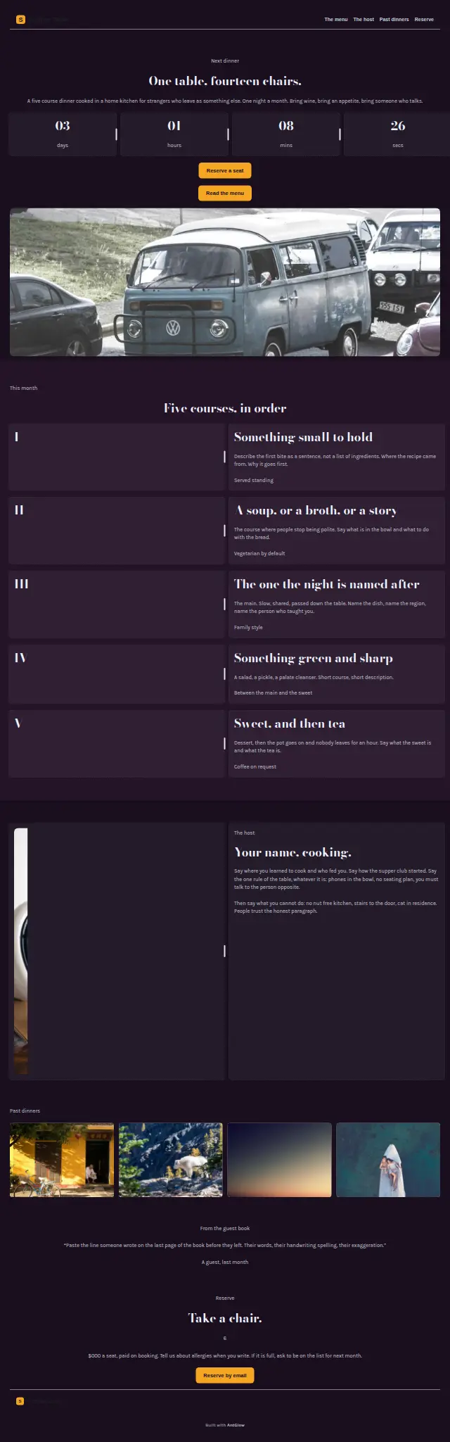 The Saffron Table design, the whole page as it renders